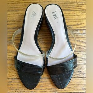 New Zara vegan croc wedge slide heels shoes size 6 36